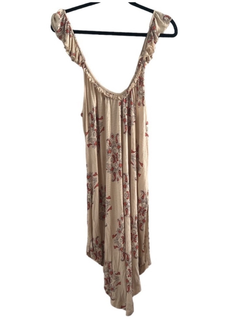 Free People Drifter Dress Ivory Floral Boho Swing Tank Dress Ruffle Trim - Picture 5 of 9